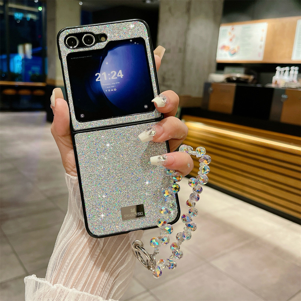 Dành Cho Samsung Galaxy Z Flip7 Sang Trọng Lấp Lánh Thủ Công Thiết Kế Quy Trình Độc Đáo Ốp lưng Galaxy Z Flip 1 2 3 4 5 6 7FE Vòng Tay Phong Cách Xu Hướng Có Hạt Gấp Ốp lưng