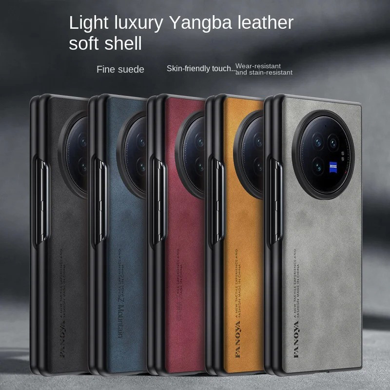 Dành Cho Vivo X Fold3 / Fold3 Pro Cao Cấp Kinh Doanh Retro Da Cao Su Mềm TPU Ốp Lưng