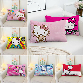 Vỏ gối Hello Kitty in 1 mặt polyester hình chữ nhật, vỏ đệm trang trí ô tô/sofa (không kèm ruột gối)