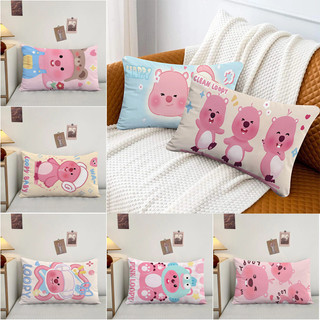 Vỏ gối polyester hoạt hình Zanmang Loopy màu hồng, hình chữ nhật, trang trí sofa, không kèm lõi gối