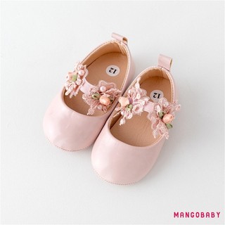 Mg-baby Girl Premium PU Flats Hoa Trẻ Sơ Sinh Giày Cũi Walker Đầu Tiên Cho Tiệc Lễ Hội Tắm Cho Bé