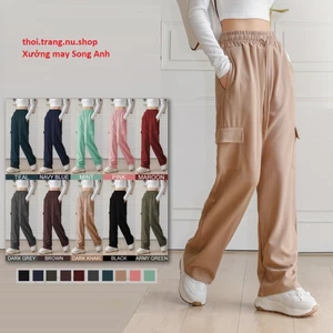 Quần Kaki Ống Rộng Túi Hộp lưng cao ôm eo, quần dài túi hộp ống suông Kaki Túi Hộp Cạp Cao Nam Nữ Unisex