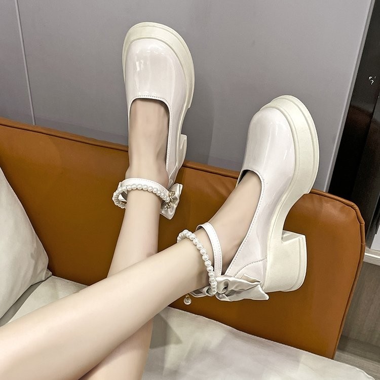 Pháp Mary Jane Giày Da Nhỏ PU Flat Buckle Dây Đeo Phong Cách Cổ Tích Có Váy Đế Dày Cao Gót Giày Nhà Máy Giá Bán Buôn