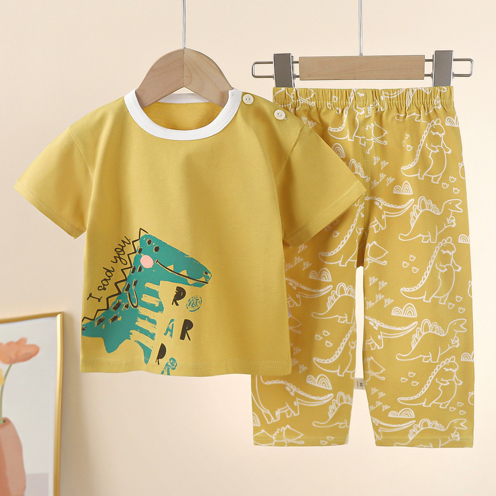Trẻ Em Cotton Nguyên Chất Ngắn Tay Phù Hợp Với Áo Thun Mùa Hè Quần Áo Bé Trai Bộ Đồ Bé Gái Quần Áo Mùa Hè Quần Áo Trẻ Em IBSG