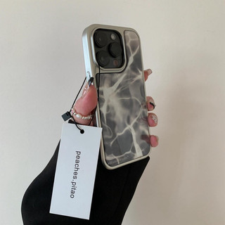 Ốp điện thoại gợn nước viền mạ điện sang trọng cho iPhone15 14 13 12 Pro Max Vỏ bảo vệ camera chống sốc Vỏ cứng mờ đôi iPhone