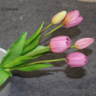 Gcdhome Silicone Real Touch Hoa Tulip Bó Hoa Trang Trí Hoa Nhân Tạo Nhà Dec HOT