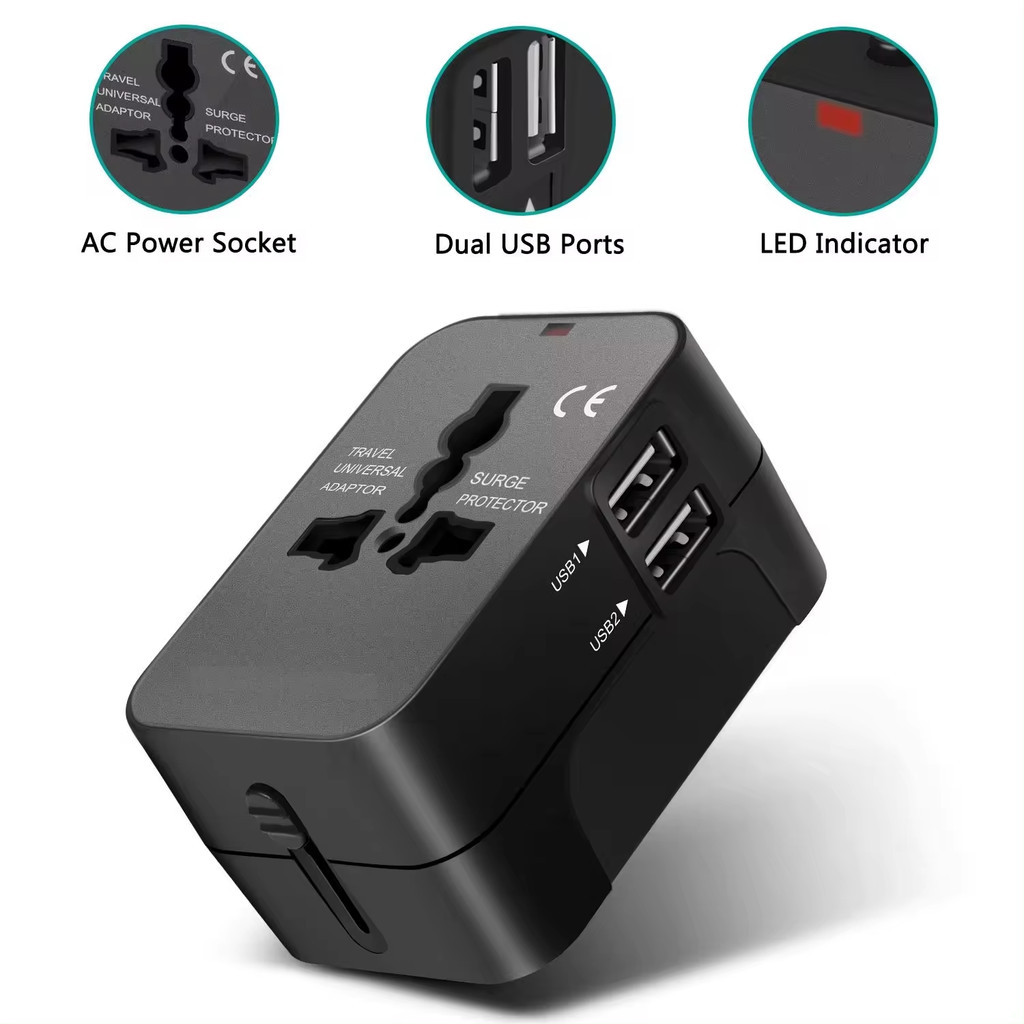 Inovagen Bộ chuyển đổi du lịch đa năng tất cả trong một có cổng USB và Type-C, Bộ chuyển đổi toàn cầu EU AU UK của Mỹ, Bộ chuyển đổi sạc điện thoại di động đa chức năng