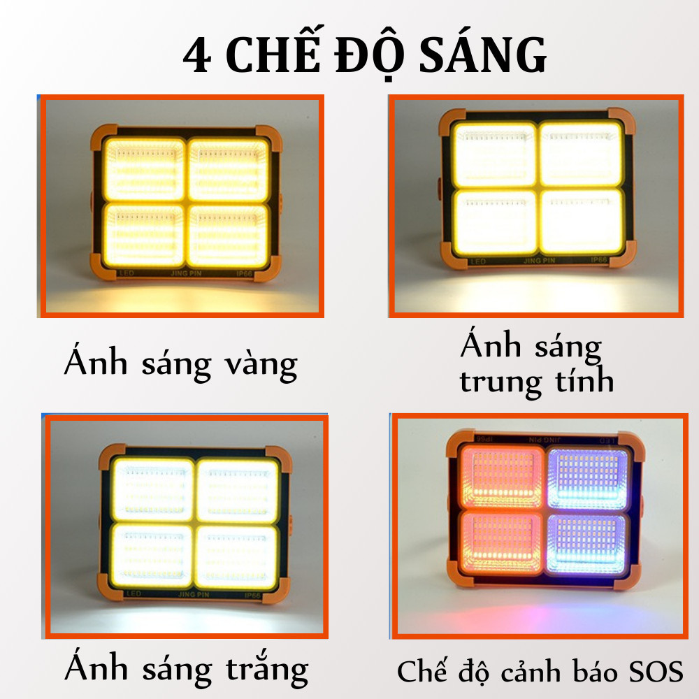 Đèn LED Năng Lượng Mặt Trời Đa Năng Cầm Tay GONGYI 300W Đèn Tích Điện Chống Nước Đổi Màu Pin 9000mAH