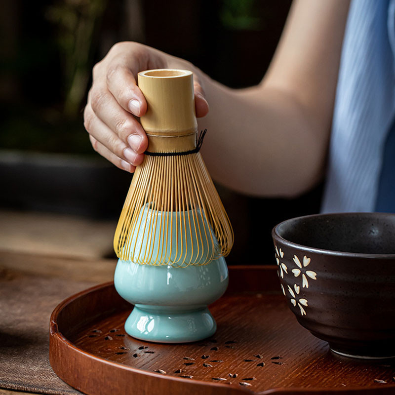 Chổi đánh Matcha, Cây khuấy trà xanh ,Dụng Cụ Pha Trà, Phụ Kiện Trà Nai Decor，Làm bằng tre