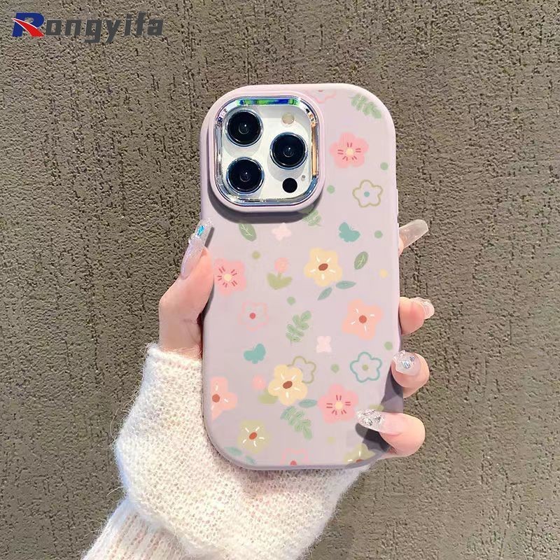 Vỏ hoa cổ điển Hàn Quốc cho Vivo Y200i Y76 Y76S Y74S 5G Y16 Y02S S18E IQOO 12 Pro 11 10 Pro 11S Z9 Z9 Turbo có mạ ống kính kim loại Vỏ bảo vệ điện thoại mềm chống móc