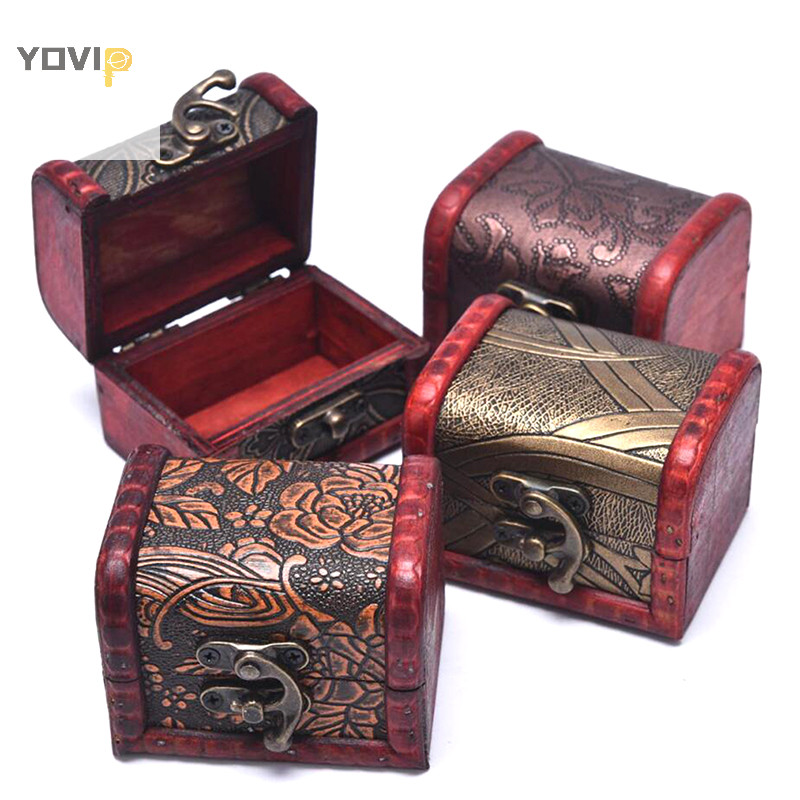 Yovip Cổ Gỗ Kho Báu Ngực Hộp Bảo Quản Trang Sức Tổ Chức Hộp Quà VN