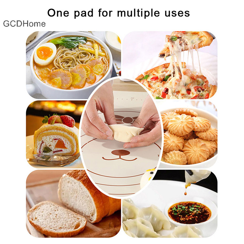 Thảm làm bánh ngọt silicon Gcdhome chống dính, cán bột có thước đo, dùng nướng pizza