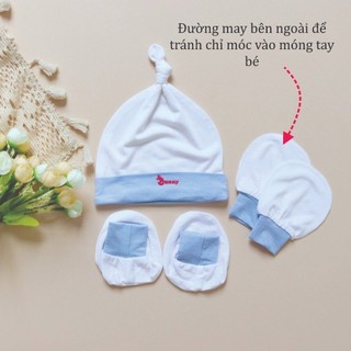 Set mũ vớ bao tay sơ sinh mùa hè chính hãng Bunnybaby chất thun lạnh Modal siêu mát mềm mịn