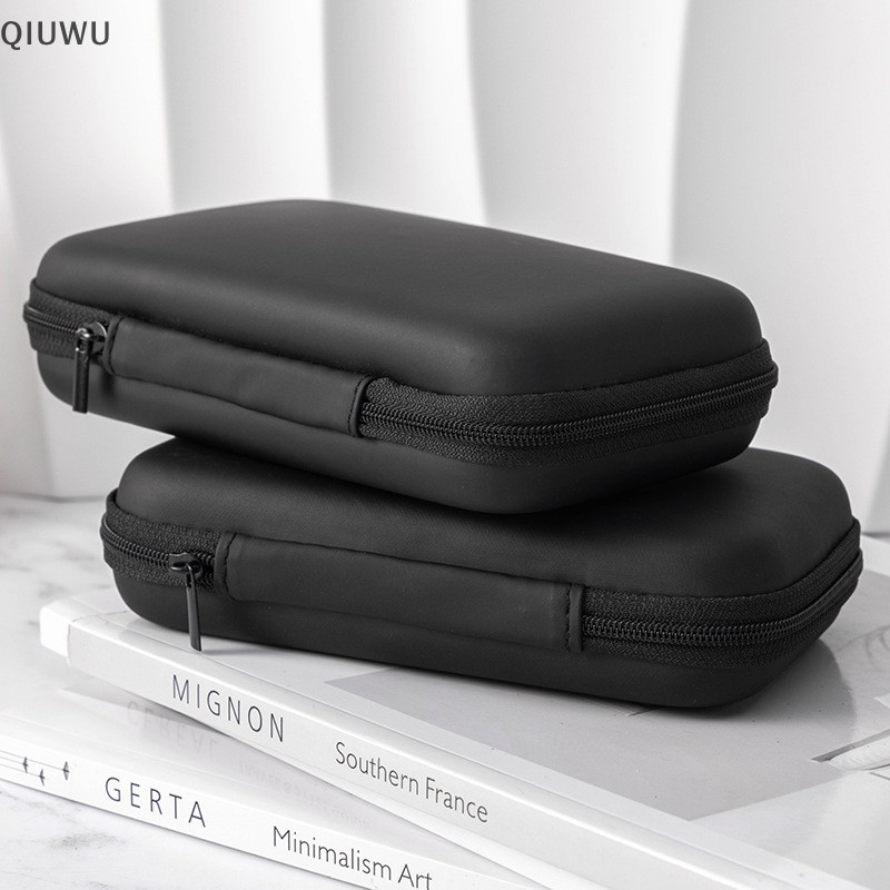 QIUWU Túi lưu trữ tiện ích kỹ thuật số cứng 3C di động bằng da nhân tạo Hộp sạc tai nghe Cáp dữ liệu Bộ sắp xếp đĩa U.