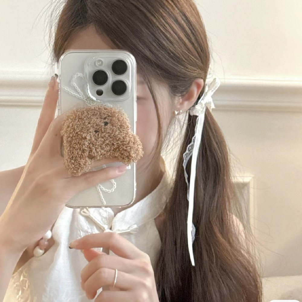 Kẹp tóc ruy băng Satin dài nơ hai tông màu - Kẹp tóc bện đuôi ngựa phong cách múa ba lê - Thời trang Hàn Quốc, ngọt ngào, dễ thương, thanh lịch - Kẹp mỏ vịt ren bên - Phụ kiện tóc phổ biến