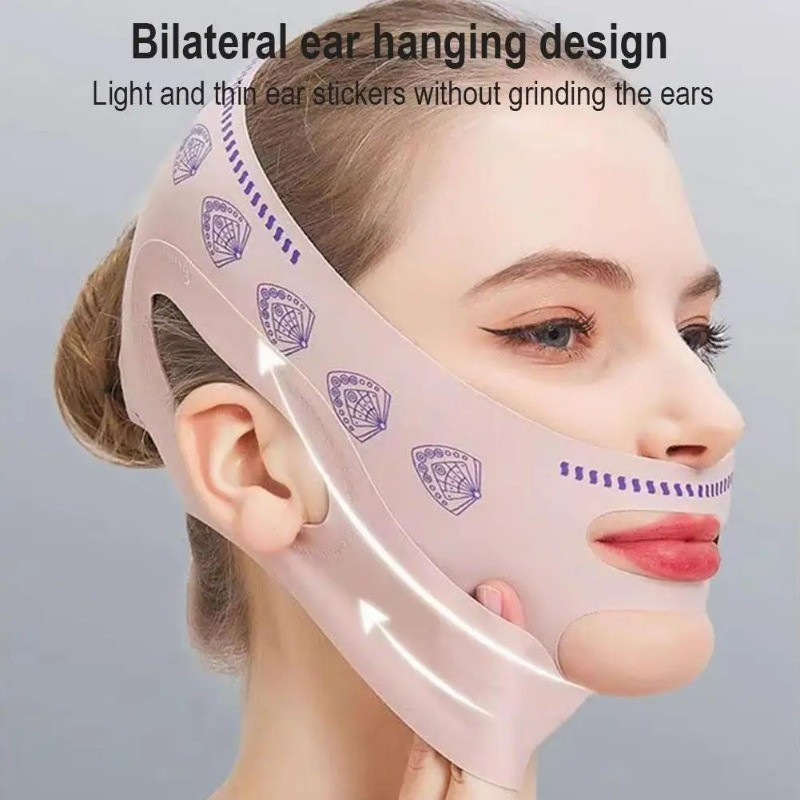Thắt lưng nâng cằm đôi - Dụng cụ làm đẹp - Băng giảm béo mặt - Dụng cụ định hình mặt chữ V chống nhăn - Dây đeo Massage thư giãn da mặt