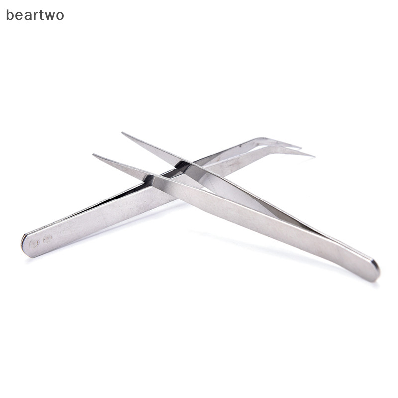 < Beartwo > 2 Nhíp El thẳng bằng thép không gỉ Dụng cụ trang điểm móc chắp vá Đẹp