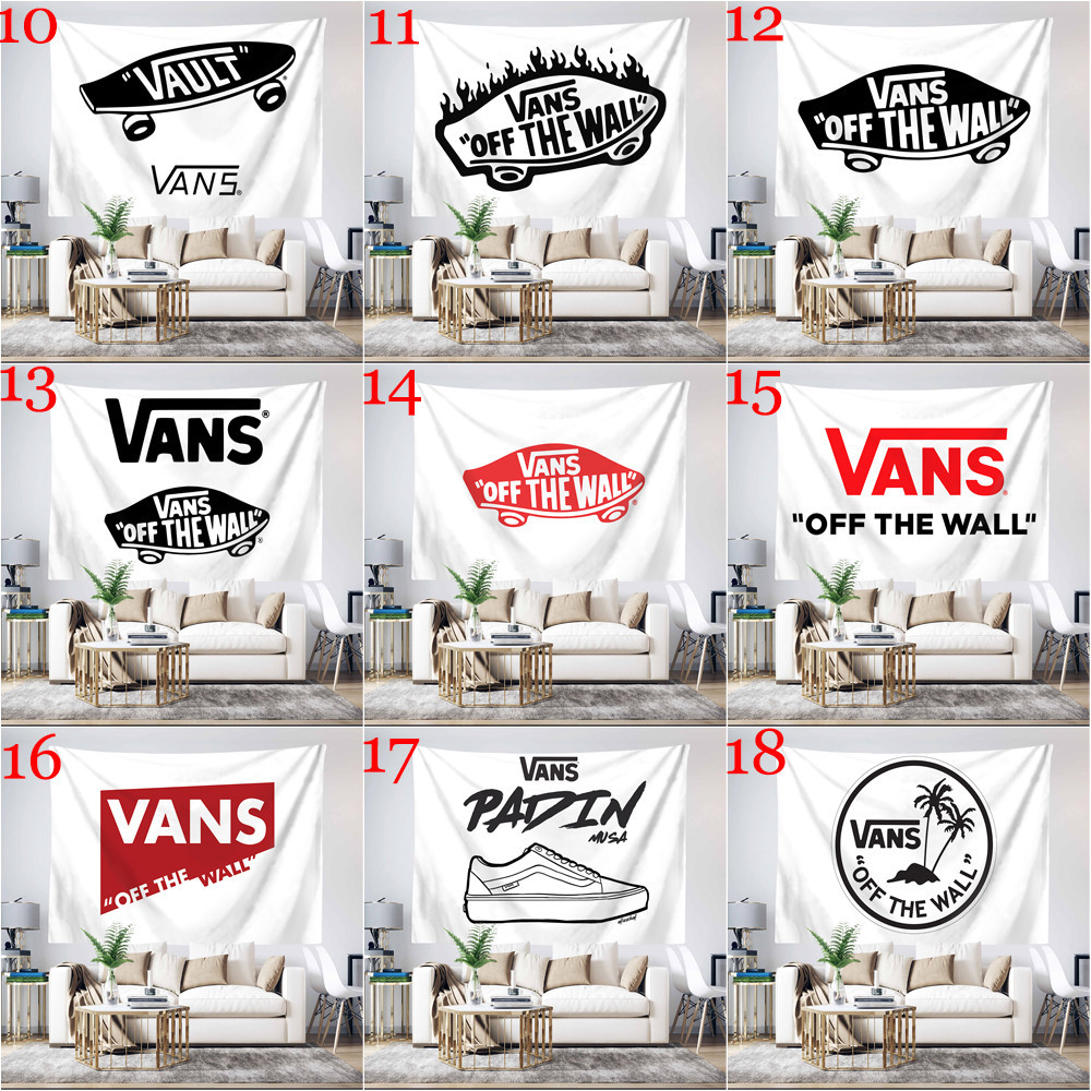 Nghệ Thuật Vans Giày Logo Tấm Thảm Treo Tường Có Kẹp Polyester Tấm Thảm Phòng Ngủ Treo Tường Tấm Thảm Trang Trí Nhà Cửa