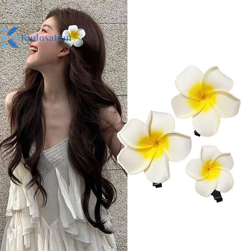 Kudosation Plumeria Hoa Kẹp Tóc Cho Nữ Cô Gái Kẹp Tóc Trứng Hoa Ngọt Bên Kẹp Tóc Barrettes Hawaii Đảng Phụ Kiện Tóc