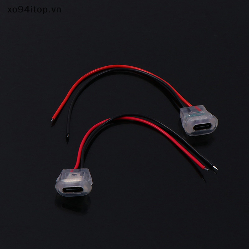 Xoitop 2pin USB Loại C Ổ Cắm Sạc Loại Đầu Vào Có Đèn LED Tấm Chống Nước Cổng Nguồn USB-C TYPE-C Nữ Kết Nối Jack VN