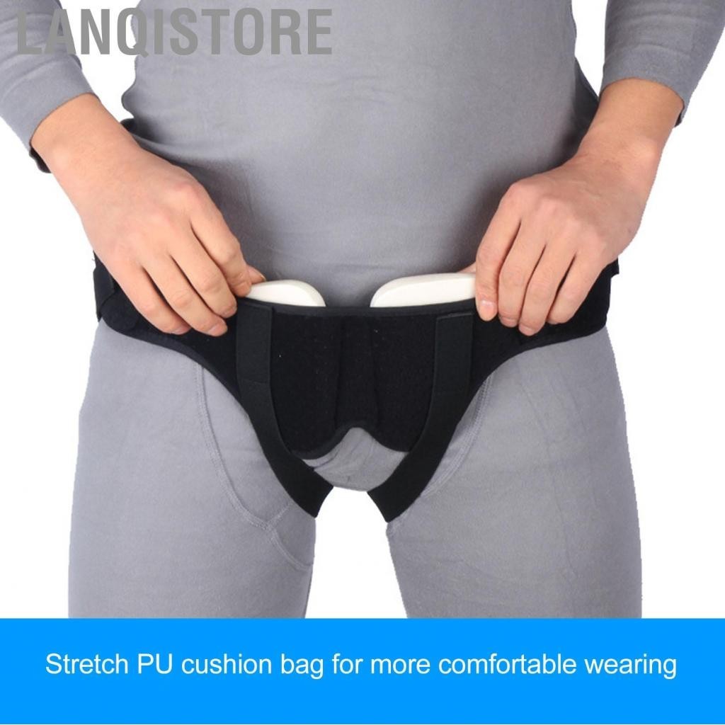Lanqistore Đai cố định thoát vị ruột Vải nylon màu đen Dễ dàng điều chỉnh cho nam giới Miếng đệm bẹn PU để chăm sóc cơ thể