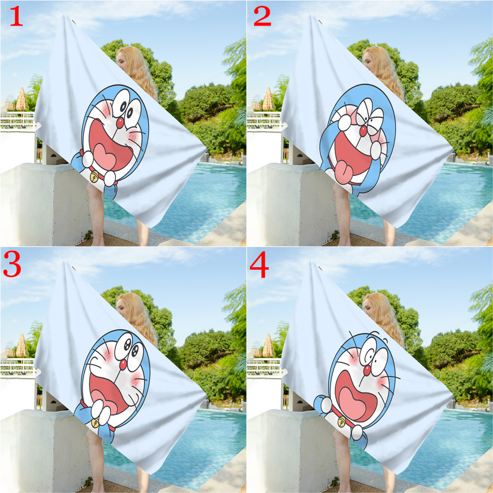 Hoạt Hình Dễ Thương Doremon Đi Biển Khăn Một Mặt In Bơi Mềm Thấm Hút Vải Terry Đi Biển Khăn Nhà Cuộc Sống Phòng Tắm Đồ Dùng