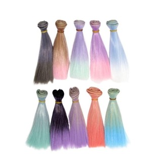 [Chất lượng cao] Tóc búp bê THEHOMECO, Màu Gradient DIY Bjd Tóc giả, Quà tặng đồ chơi trẻ em đầy màu sắc 15 * 100CM hợp thời trang cho 1 / 4 1 / 6 1 / 8 Bjd