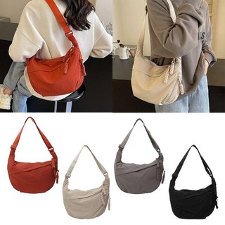 Túi đeo chéo JOYFULLIFE, Túi đeo vai vải nhẹ, Túi Hobos thể thao màu trơn đơn giản của Hàn Quốc dành cho nữ