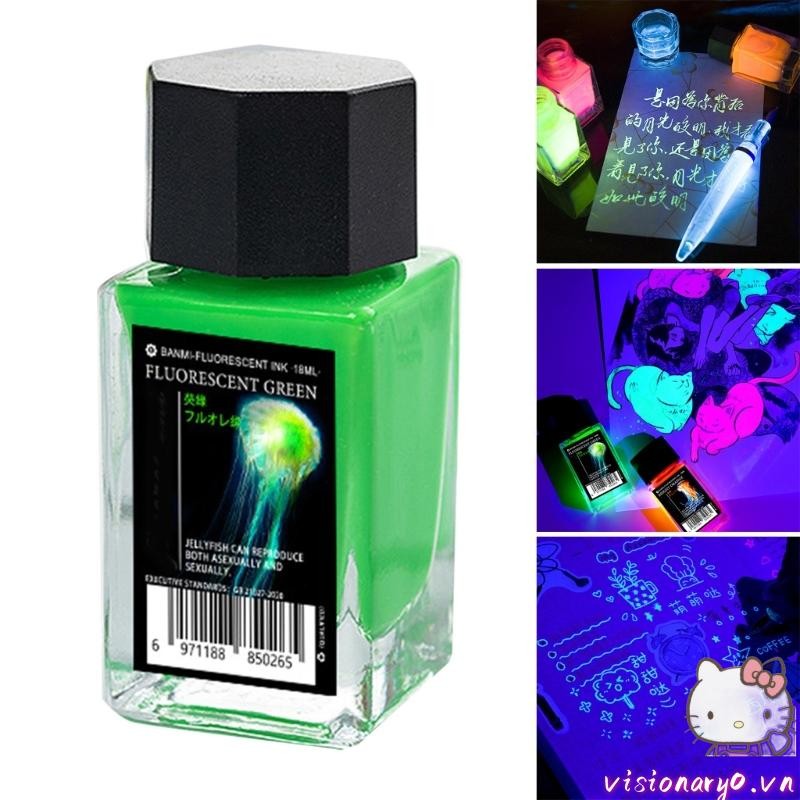 Tầm nhìn 18ml Mực vô hình đầy màu sắc có đèn UV để minh họa Nghệ thuật Thư pháp Vẽ mực thư pháp để nhúng thủy tinh