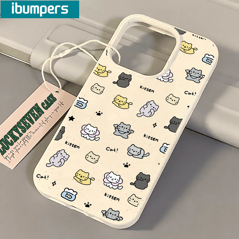 ibumpers Ốp Điện Thoại iPhone Họa Tiết Mèo Đẹp Đơn Giản Cho IPhone 16 15 14 12 13 11 Pro Max IP 7 8 Plus X XS XR Ốp Lưng Ống Hút Lúa Mì Phân Hủy Thân Thiện Với Môi Trường