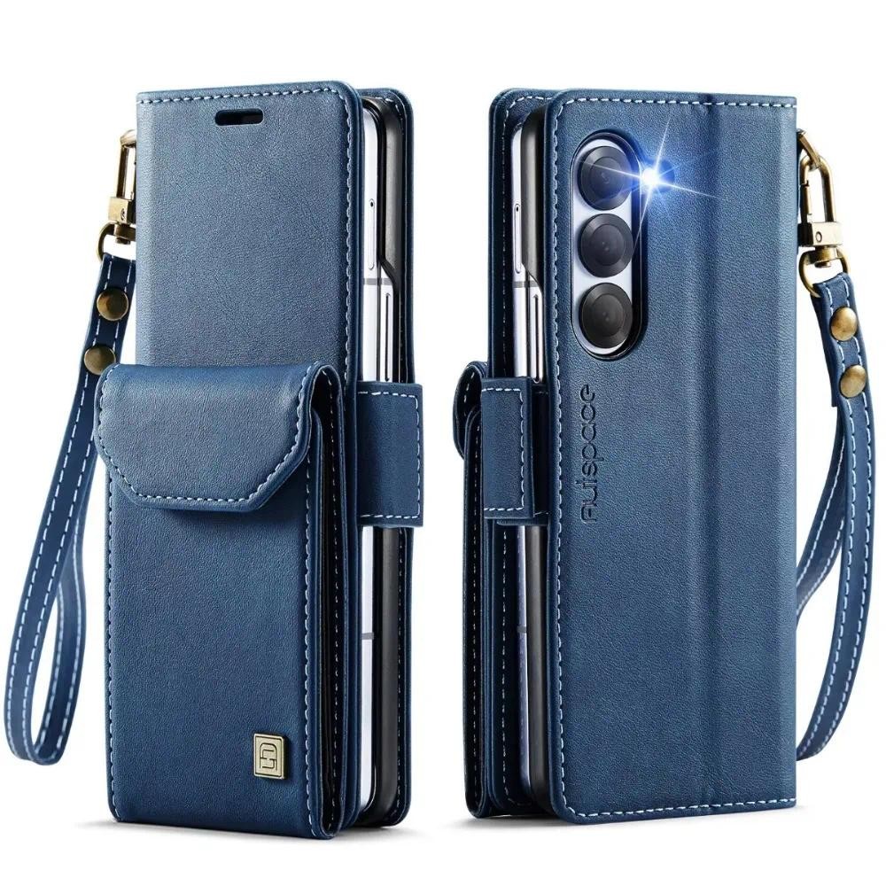 Ốp Điện Thoại Chống Sốc Cho Samsung Galaxy Z Fold 6 5 Fold6 Fold5 5G RFID Chặn Organ Ví Khe Cắm Thẻ Túi Bảo Vệ Da Mặt Sau