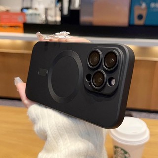 Dành Cho Từ Tính Sạc Không Dây Matte Mềm Silicon Dành Cho iPhone 14 13 12 11 Pro Max Có Ống Kính Kính Chống Sốc