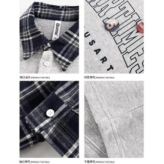 Áo nỉ nam ESEA kiểu Mỹ cổ điển dáng rộng phong cách hip-hop cổ gấp áo nỉ hai mảnh giả