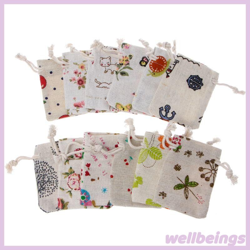 Wellb Cotton Muslin Túi Dây Rút Túi Có Thể Tái Sử Dụng Móc Trà Thủ Công Gia Vị Trang Sức