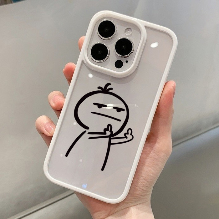 Dành Cho iPhone 11 16 15 Pro Max 16e 14 11 12 13 15 Pro XR XS Max X 7 8 Plus SE2022 Hoạt Hình Stickman Ngộ nghĩnh Silicon Mềm Trong Suốt Chống Sốc