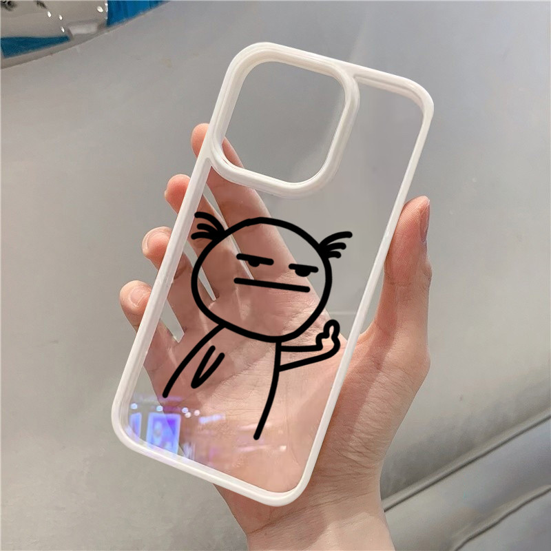 Dành Cho iPhone 11 16 15 Pro Max 16e 14 11 12 13 15 Pro XR XS Max X 7 8 Plus SE2022 Hoạt Hình Stickman Ngộ nghĩnh Silicon Mềm Trong Suốt Chống Sốc
