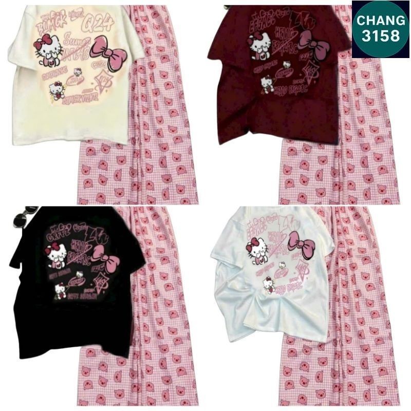 Sét Bộ Đồ Nữ Quần Heo Hồng + Mix Áo Phông  Unisex Form rộng -CHANG 3158