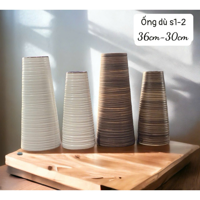 Bình gốm Bát Tràng men nâu mộc trang trí decor cắm hoa hồng, hoa sen, hoa mẫu đơn