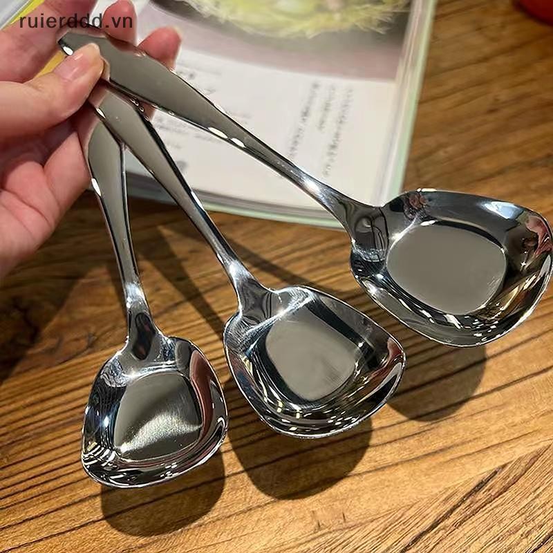 # Ruierdd # 3 Kích Thước Thép Không Gỉ Thìa Nhà Bếp Vuông Lớn Nồi Cơm Đáy Phẳng Cho Món Tráng Miệng Kem Phục Vụ Thìa Bộ Đồ Ăn.