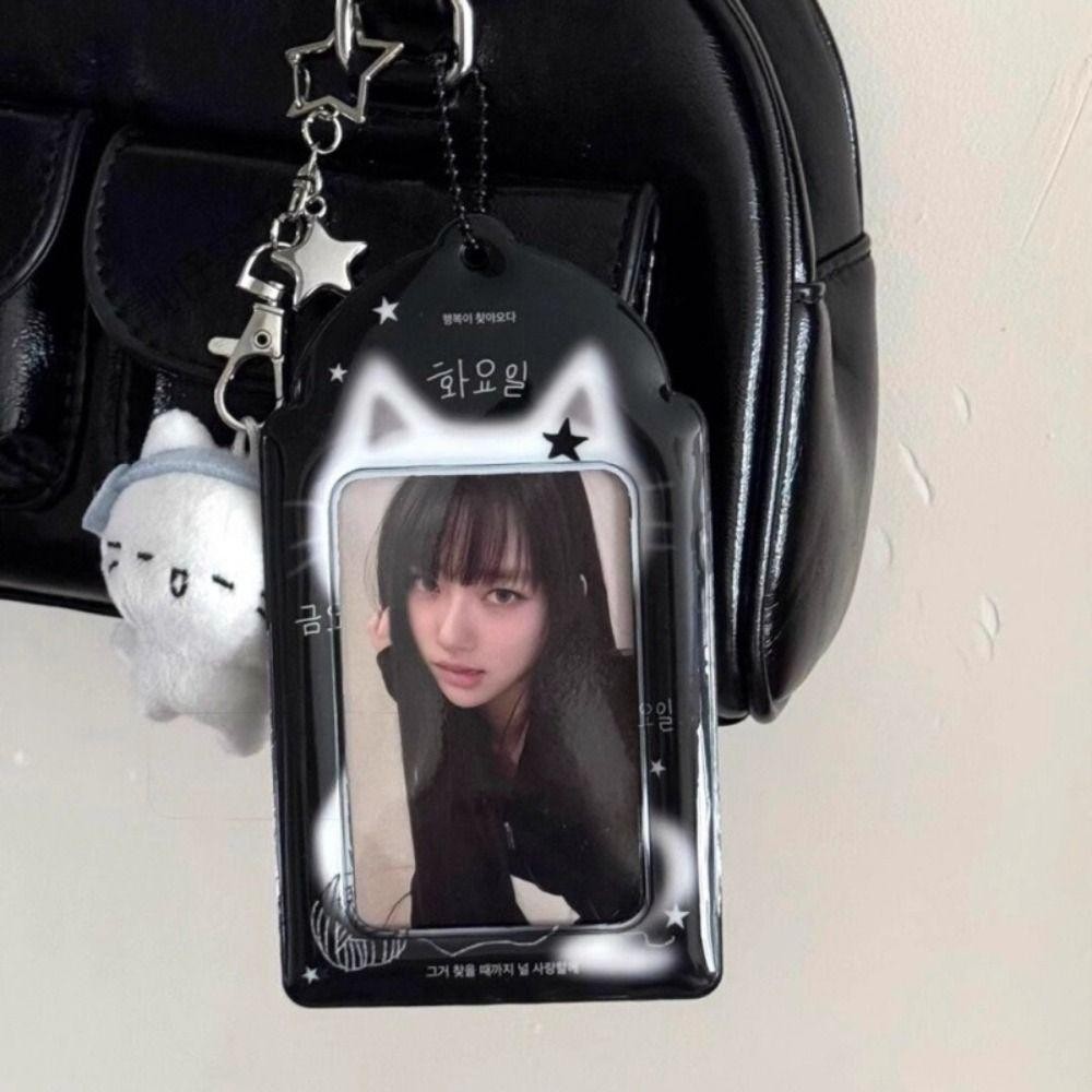 Thẻ Photocard FANSIN, Hộp đựng ảnh 3 inch Hộp đựng thẻ Photocard mèo đen, Tay áo thẻ đa chức năng