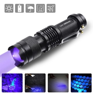 Đèn pin Mini UV Đèn pin cực tím LED 395 / 365nm - Đèn kiểm tra có thể phóng to Chiếu sáng cắm trại ngoài trời
