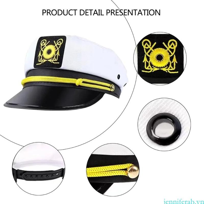 Jenniferab Polyester Mũ Đội Trưởng Hợp Thời Trang Thuyền Mũ Người Hâm Mộ Ngoài Trời Mũ Trang Phục Thích Hợp Cho Nhiều dịp