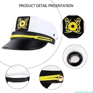Jenniferab Polyester Mũ Đội Trưởng Hợp Thời Trang Thuyền Mũ Người Hâm Mộ Ngoài Trời Mũ Trang Phục Thích Hợp Cho Nhiều dịp