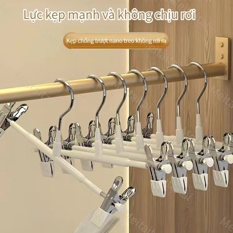 COMBO 10 Móc kẹp 2 đầu Chất Liệu Thép Không Gỉ, Đầu Bọc Silicon Chống Tuột, Móc Treo Quần Áo inox