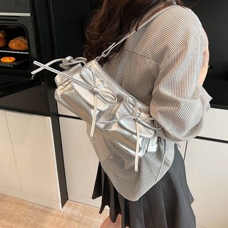 [Túi Ba Lê Hàn Quốc] Túi Dung Tích Lớn Nữ 2025 Mùa Xuân Thời Trang Nơ Một Vai Messenger Túi Nữ Đi Lại Nách Túi Vuông Nhỏ