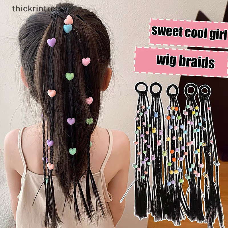 Thi 1 Bộ Bé Gái Ngôi Sao Năm Cánh Hoa Tóc Giả Đuôi Ngựa Dây Cao Su Phụ Kiện Tóc Trẻ Em Tóc Giả Bím Viền VN
