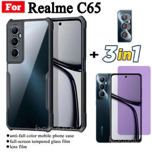 Ốp Điện Thoại Chống Sốc 3 Trong 1 Realme C65 Cho Realme C67 4G 5G C53 C51 Note 50 C65 Kính Cường Lực Và Ống Kính Chống Tia Xanh