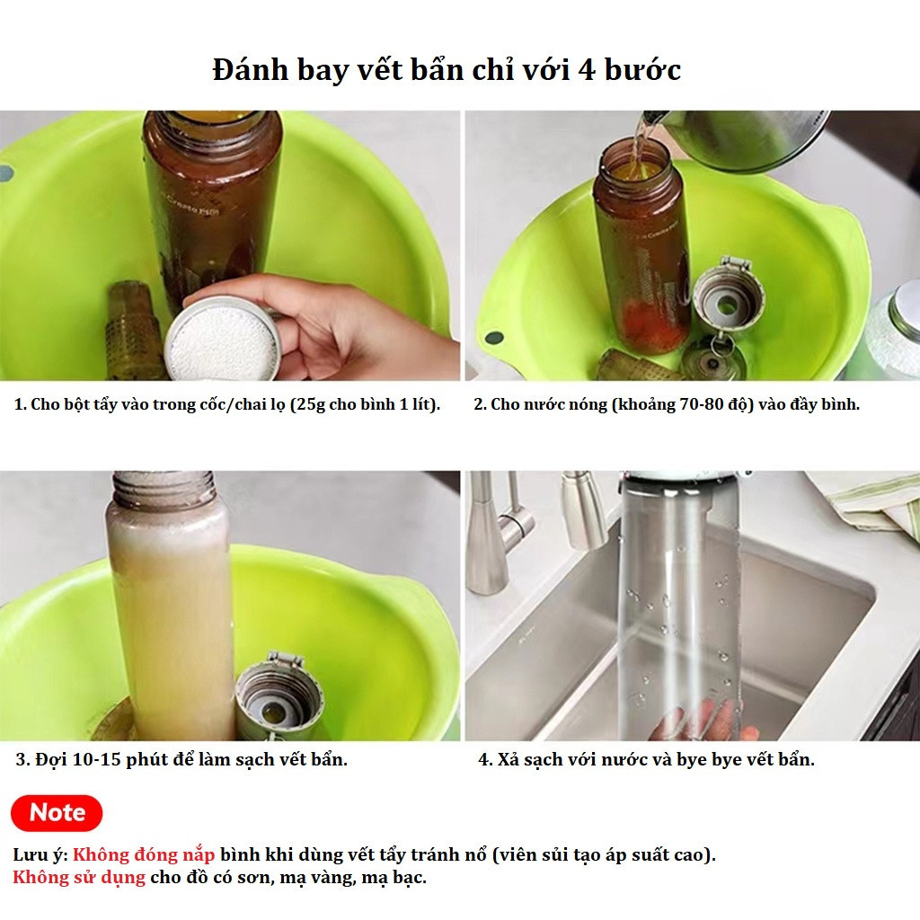 Bột Tẩy Vết Bẩn Trà, Cao Trà, Vết Ố Cà Phê - Siêu tiện dụng