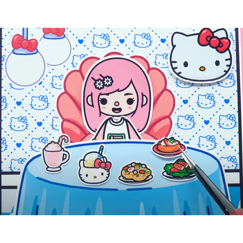 ĐỒ CHƠI NGÔI NHÀ BÚP BÊ GIẤY CẮT THỦ CÔNG DIY -Ngôi nhà giấy của bé hello kitty