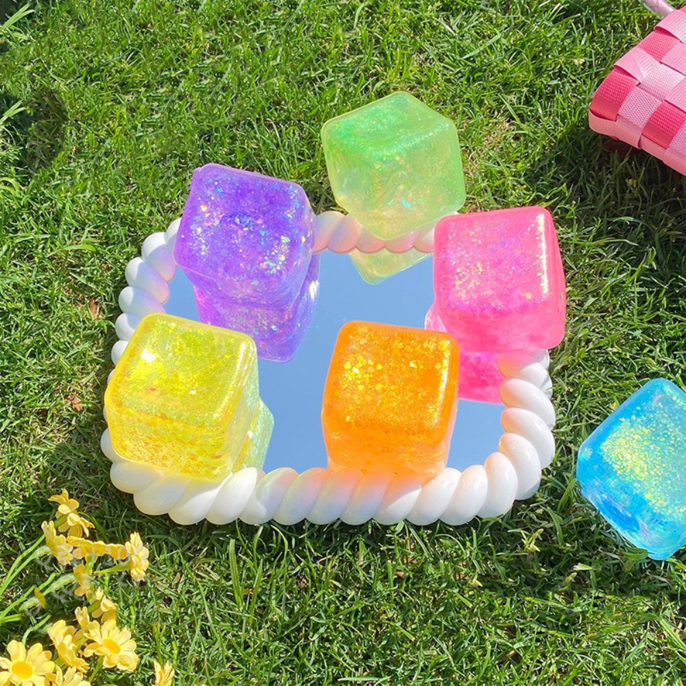 Đồ chơi kẹp đá viên SMILE, Khối đá trong suốt hình đậu phụ 5 * 5cm, Đồ chơi ép Mochi giảm căng thẳng Trẻ em
